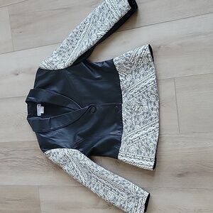 Vintage Emanuel Zoo Black Italian Leather Moto Jacket Size 44 Like L